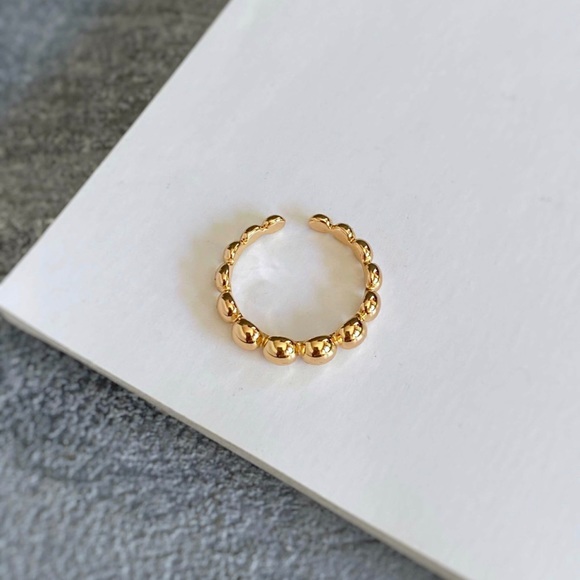 Adjustable Bead Ring 18k Gold Plated Luxury Jewelry - Picture 5 of 13